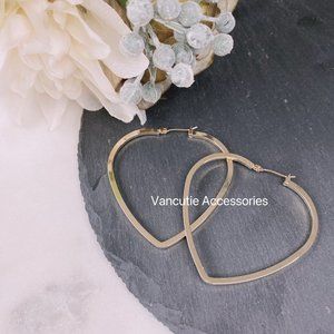 Metallic Heart Big Hoop Earrings